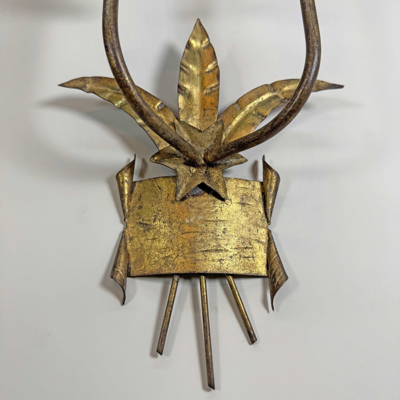 Pair of 1950's Ferro Art Gilt Iron Spanish Wall Lights