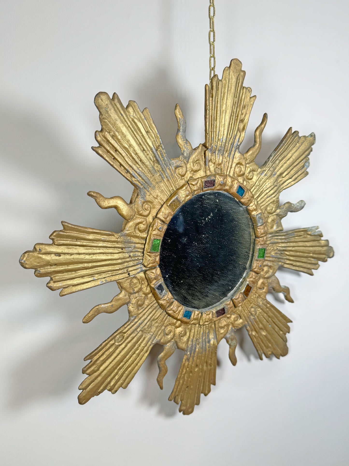 Large Gilt Lead Sunburst Mirror by Irena Jaworska