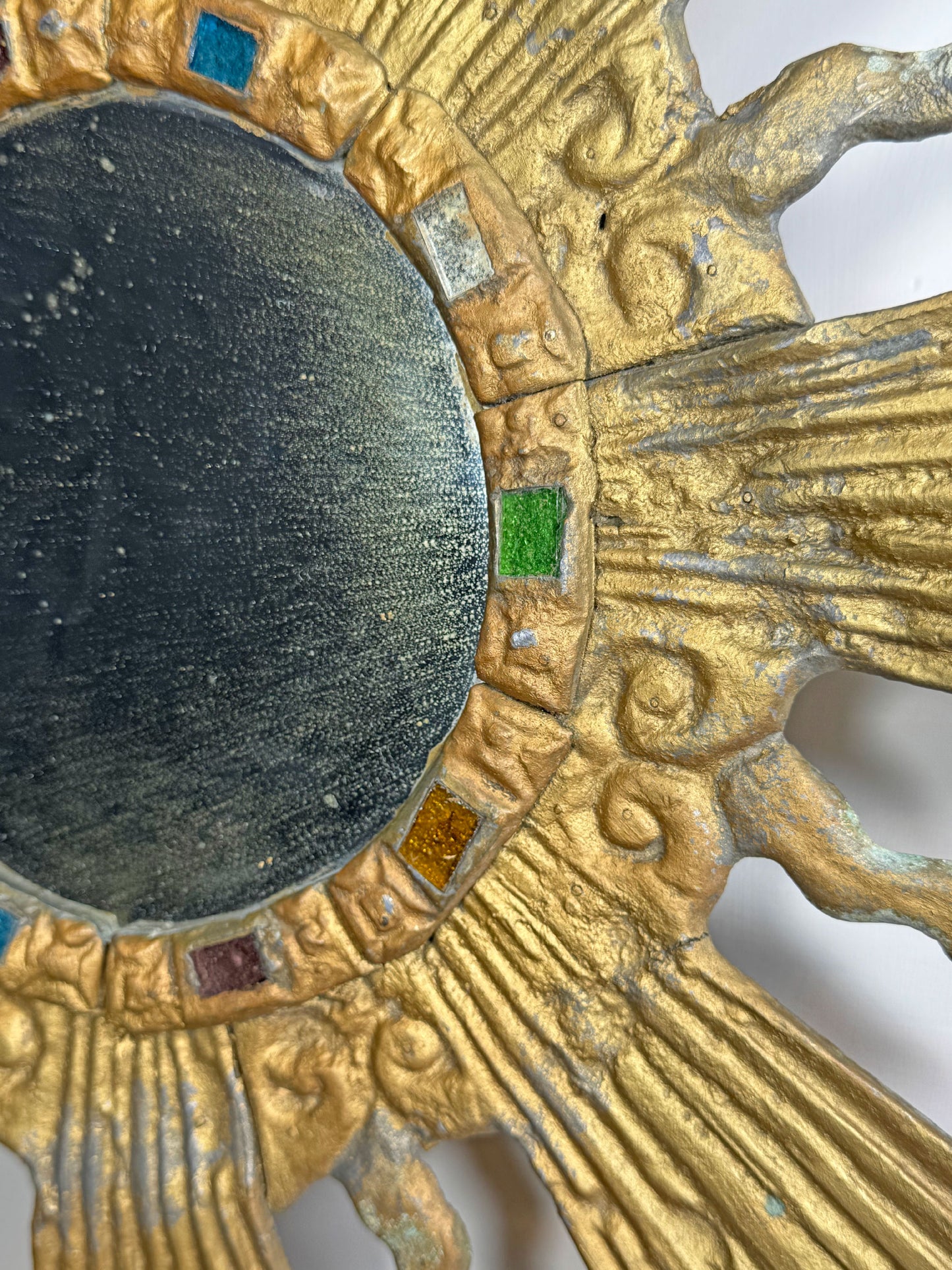 Large Gilt Lead Sunburst Mirror by Irena Jaworska