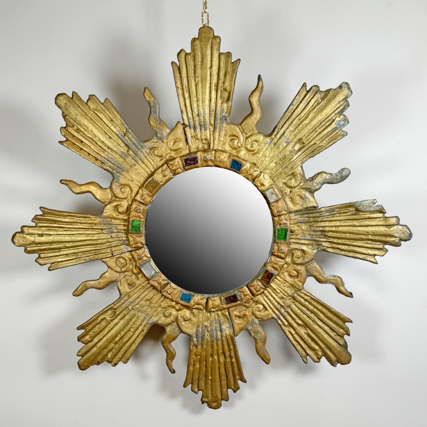Large Gilt Lead Sunburst Mirror by Irena Jaworska