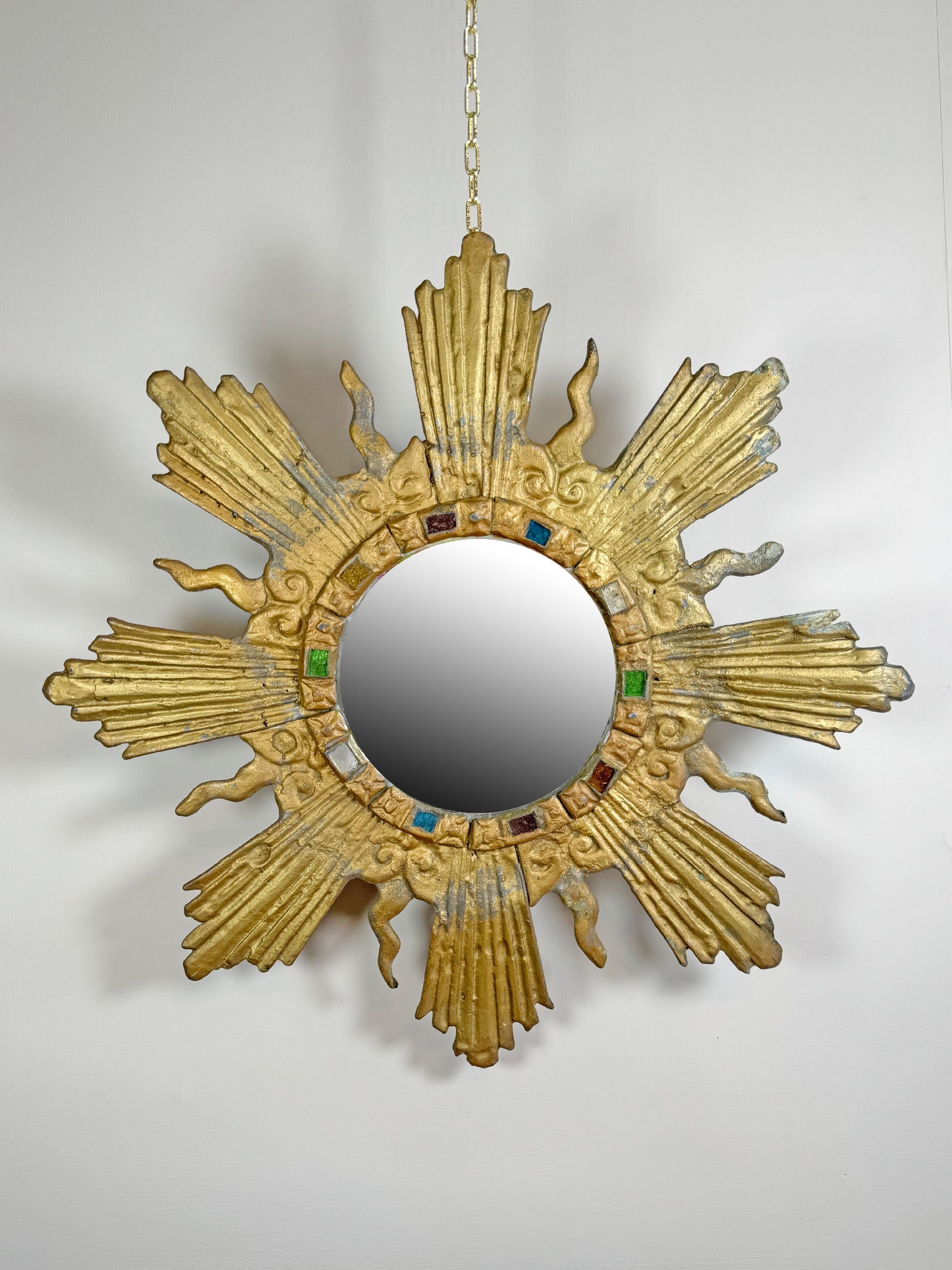 Large Gilt Lead Sunburst Mirror by Irena Jaworska