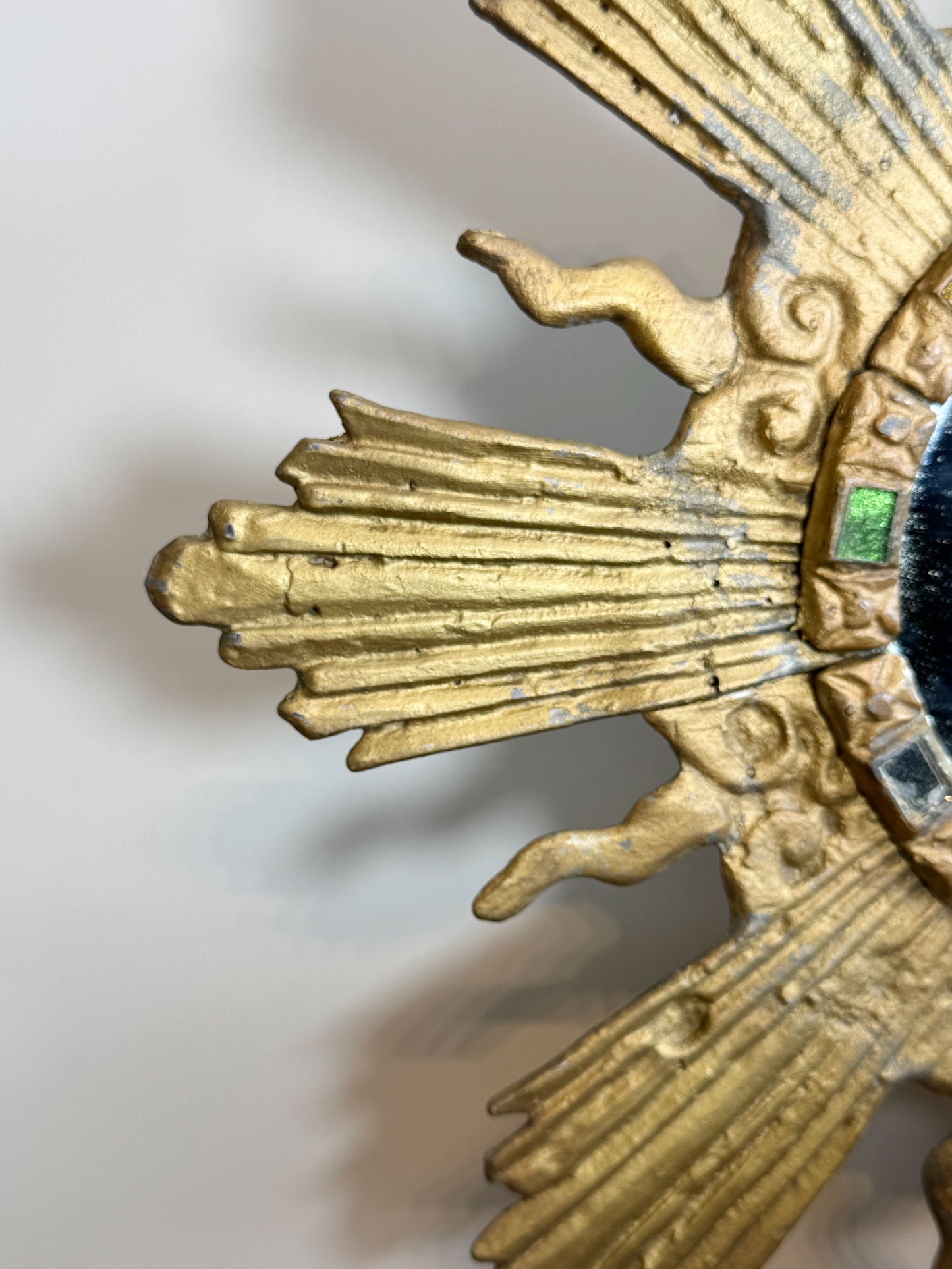 Large Gilt Lead Sunburst Mirror by Irena Jaworska