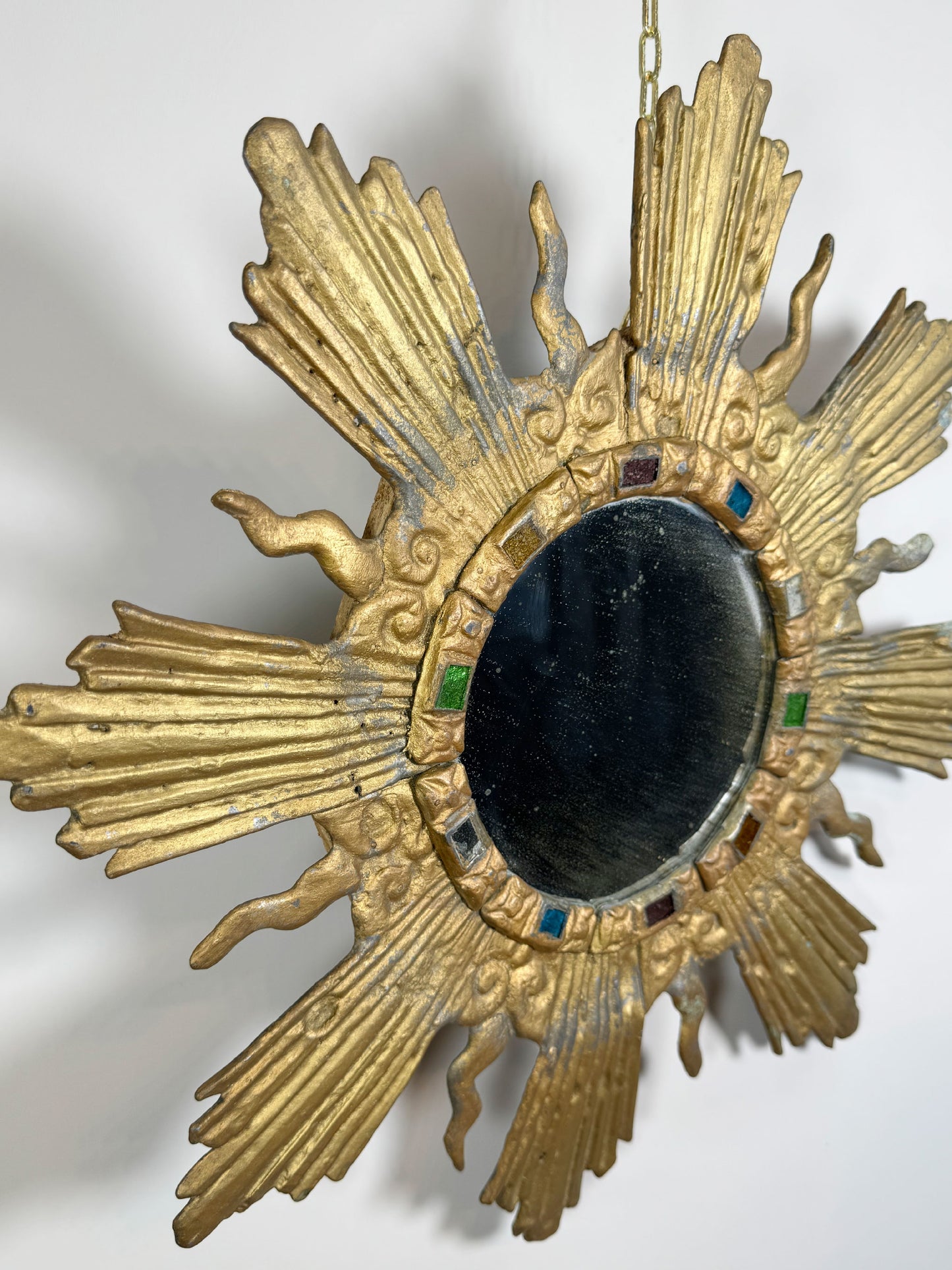 Large Gilt Lead Sunburst Mirror by Irena Jaworska