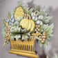 Pair of 1950'S French Toleware Polychrome Painted Basket Of Fruit And Flowers Wall Lights