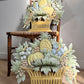 Pair of 1950'S French Toleware Polychrome Painted Basket Of Fruit And Flowers Wall Lights