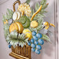 1950's French Toleware Polychrome Painted Basket of Fruit and Flowers Wall Light