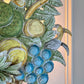 1950's French Toleware Polychrome Painted Basket of Fruit and Flowers Wall Light