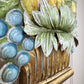 1950's French Toleware Polychrome Painted Basket of Fruit and Flowers Wall Light