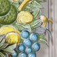 1950's French Toleware Polychrome Painted Basket of Fruit and Flowers Wall Light