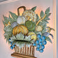 1950's French Toleware Polychrome Painted Basket of Fruit and Flowers Wall Light
