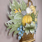 1950's French Toleware Polychrome Painted Basket of Fruit and Flowers Wall Light