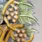 Pair of 1950'S French Toleware Polychrome Painted Basket Of Fruit And Flowers Wall Lights