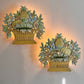 Pair of 1950'S French Toleware Polychrome Painted Basket Of Fruit And Flowers Wall Lights
