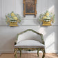 Pair of 1950'S French Toleware Polychrome Painted Basket Of Fruit And Flowers Wall Lights