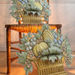 Pair of 1950'S French Toleware Polychrome Painted Basket Of Fruit And Flowers Wall Lights