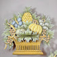 Pair of 1950'S French Toleware Polychrome Painted Basket Of Fruit And Flowers Wall Lights