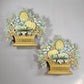 Pair of 1950'S French Toleware Polychrome Painted Basket Of Fruit And Flowers Wall Lights