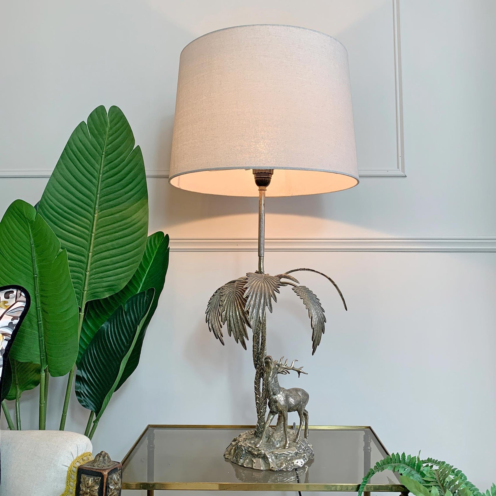 Valenti Stag Silver Table Lamp 1970's